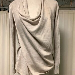AllSaints Drina Merino Wool Draped Neckline and Zipper Shoulder Detail Size 2